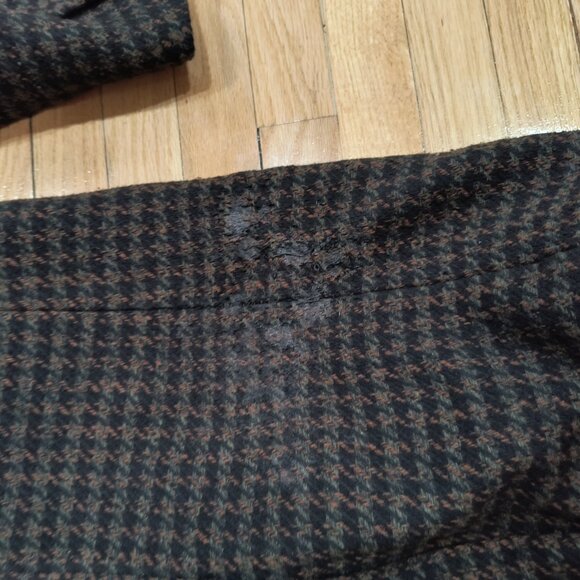Express Men's Houndstooth Overcoat - Olive and Black - Size Small - Picture 5 of 5